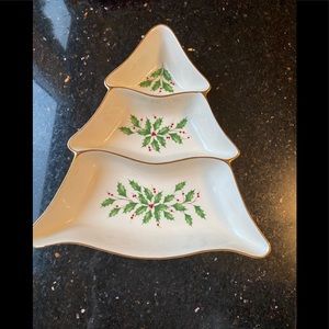 Lenox Holiday Tree Divided Server Candy Dish